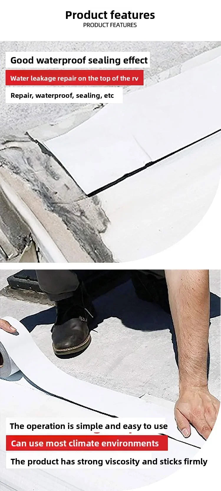 RV Roof Repair Tape - White Waterproof Heavy-Duty Sealant