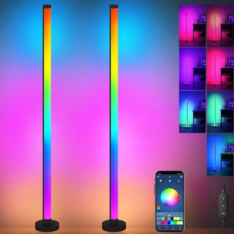 Smart RGB LED Corner Floor Lamp | App & Remote Control | Music Sync Gaming Light