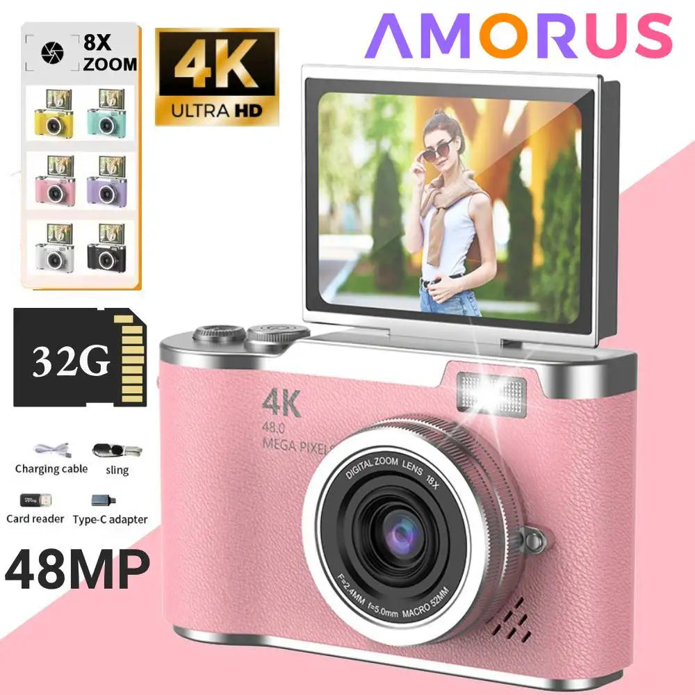 4K 48MP Digital Camera | Flip Screen & Anti-Shake