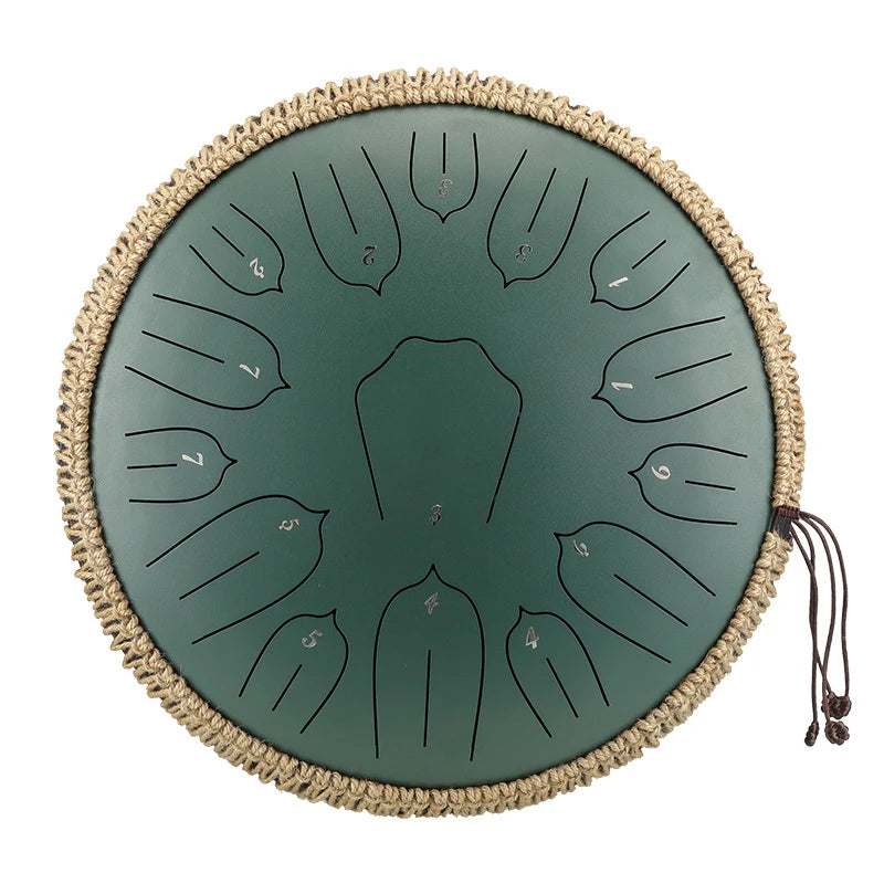 Hluru 13-inch Steel Tongue Drum - 15 Notes D Tone Glucophone Ethereal Percussion
