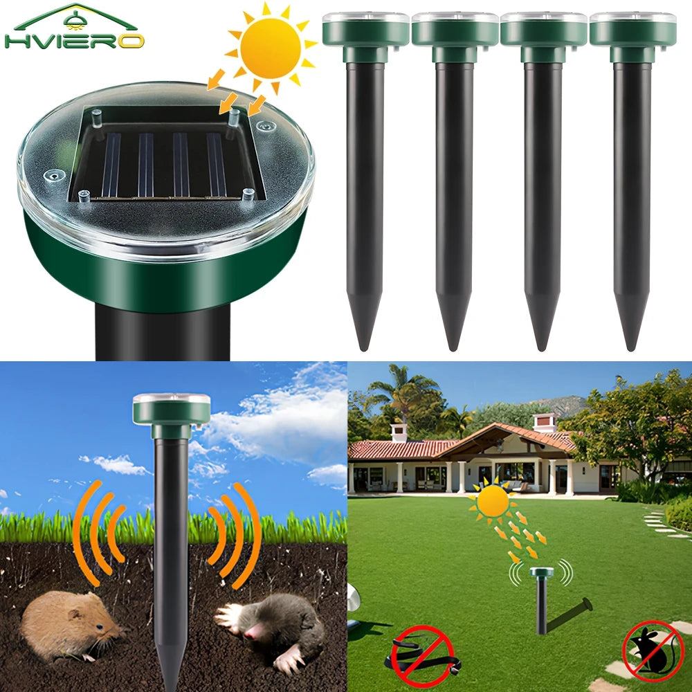 Solar Ultrasonic Rodent Pest Repeller Outdoor Garden Yard Mole Mouse Deterrent