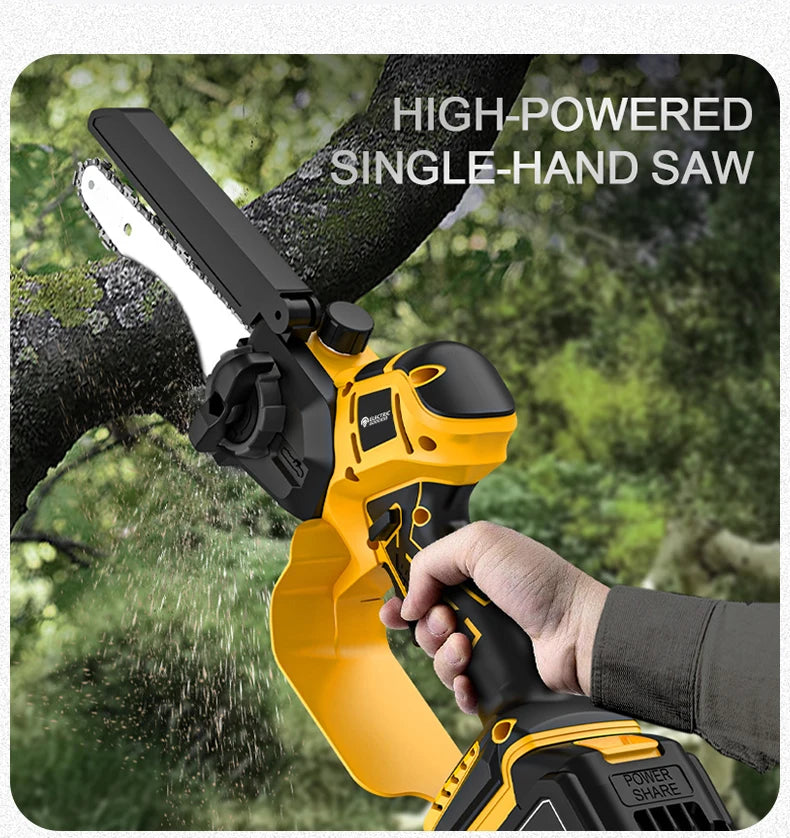8-Inch 1380W Brushless Electric Chainsaw - Professional Pruning Saw for Dewalt 20V