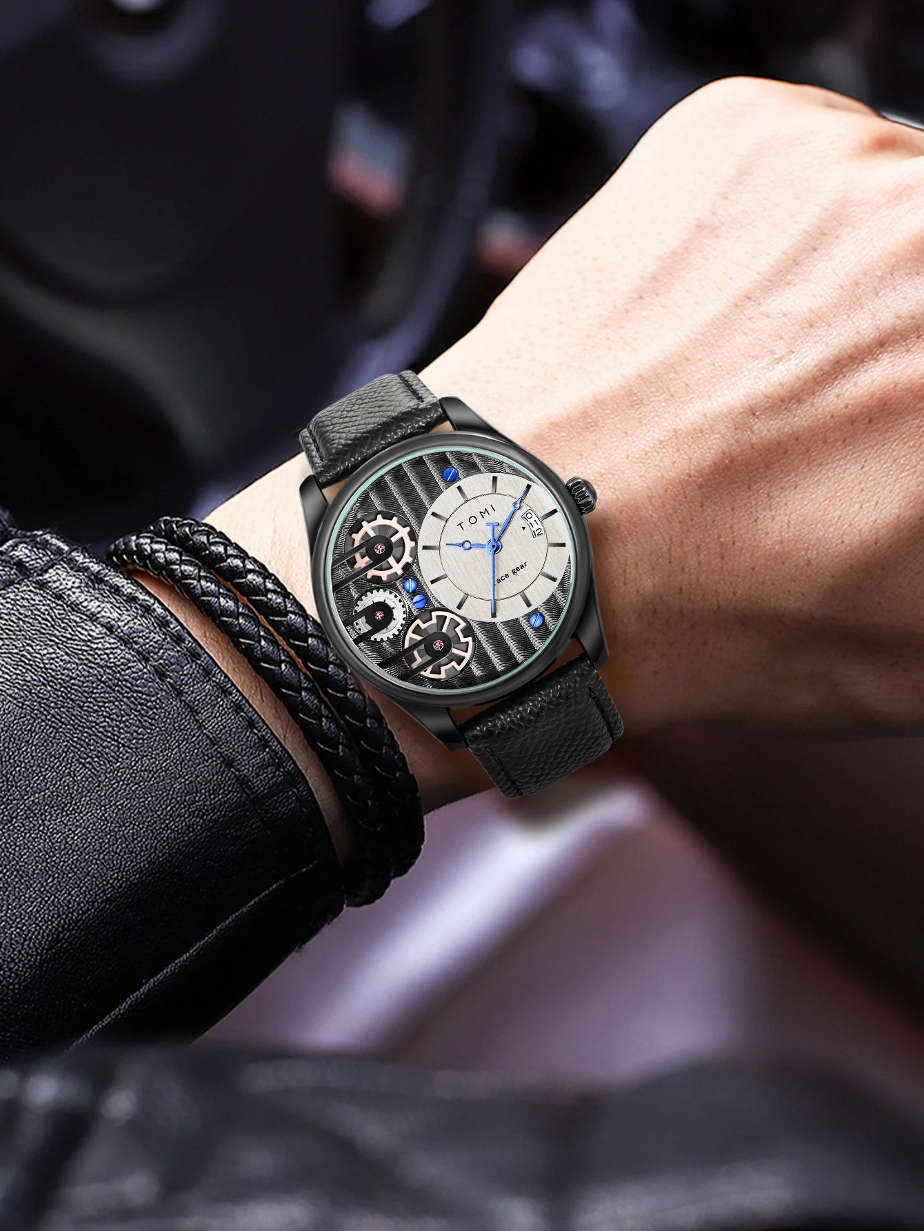 TOMI Men's Luxury Quartz Watch Gift Set - Detachable Strap