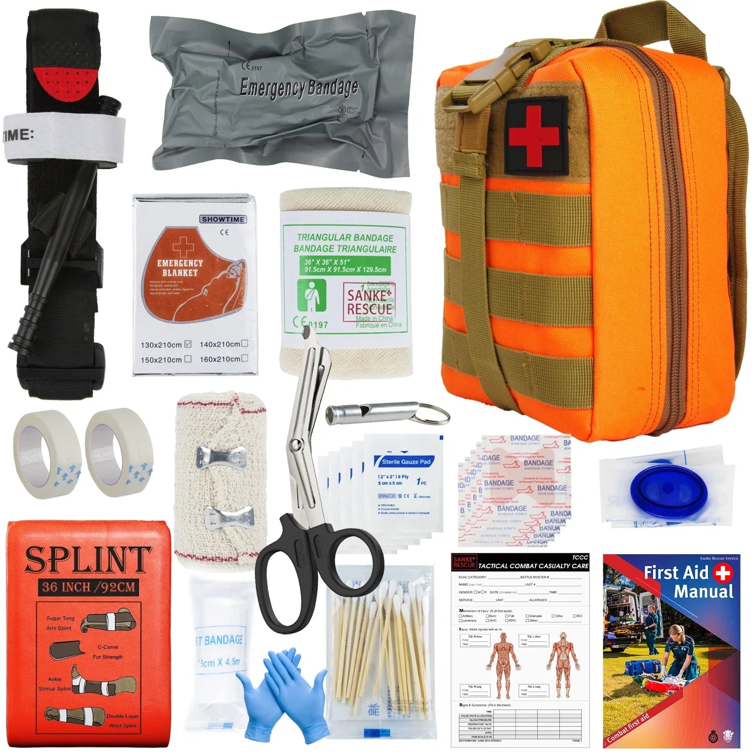 Tactical IFAK First Aid Survival Kit - 18 EMT Emergency Items MOLLE Pouch