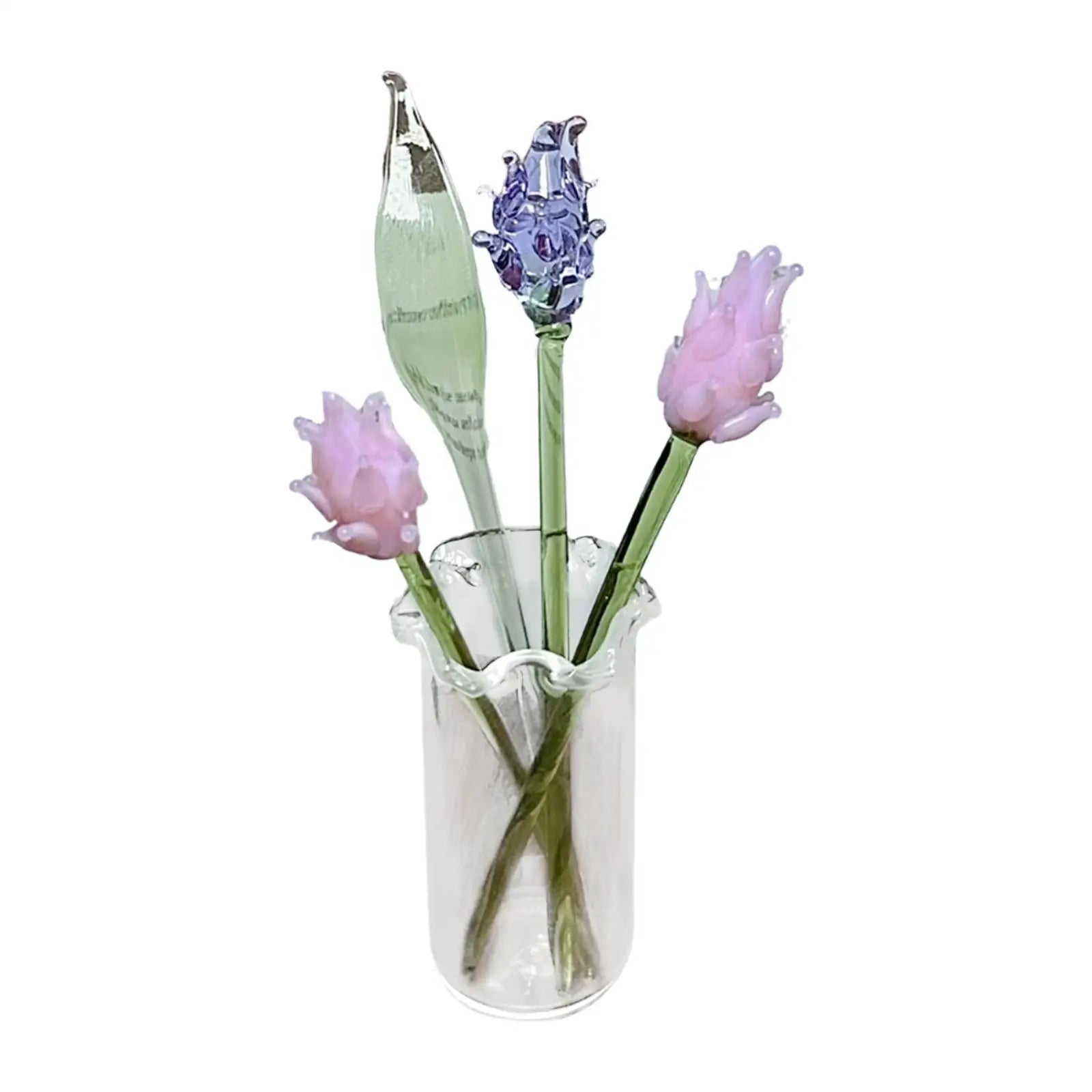 Glass Flower Bouquet with Vase - Everlasting Artificial Flowers for Girlfriend, Birthday, Wedding