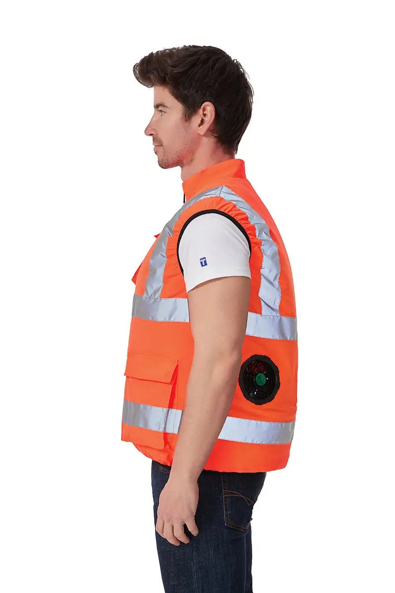 USB Powered Cooling Fan Work Vest - Reflective Summer Safety