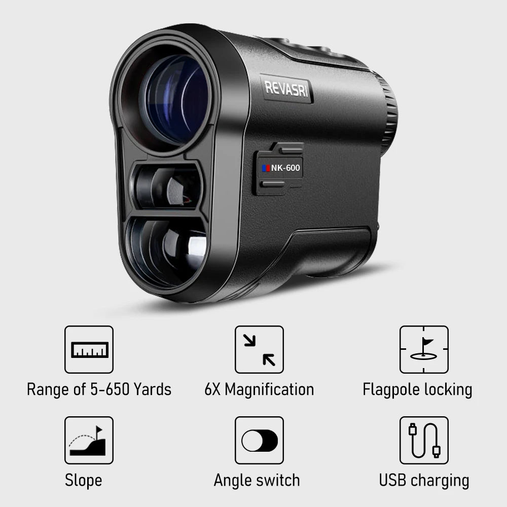 REVASRI Golf Laser Rangefinder - Rechargeable, 6X Magnification, 1000M Range