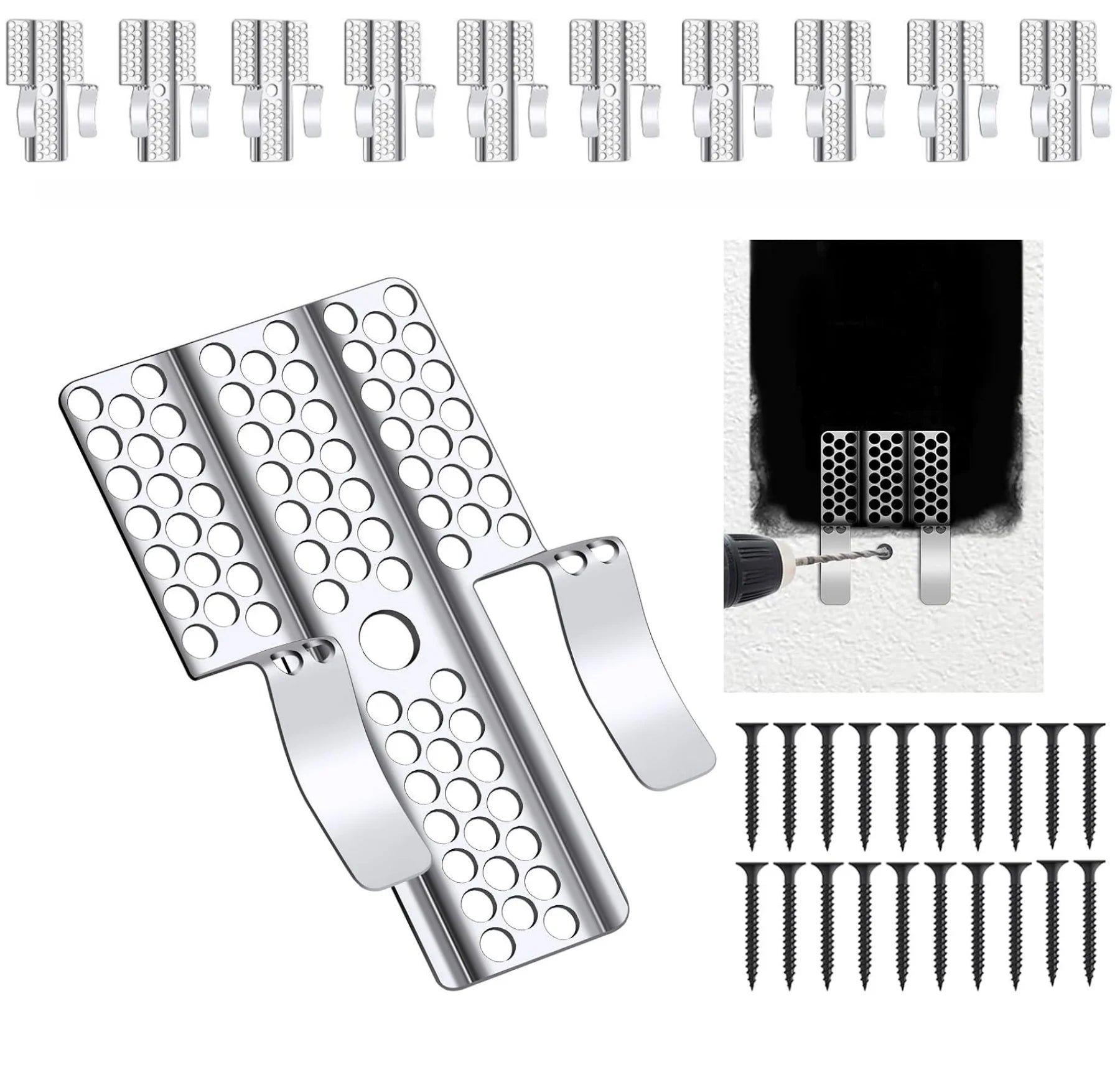 Heavy-Duty Drywall Repair Clips with Screws - Easy Wall Patch & Durable Fastener Solution (10/20pcs)