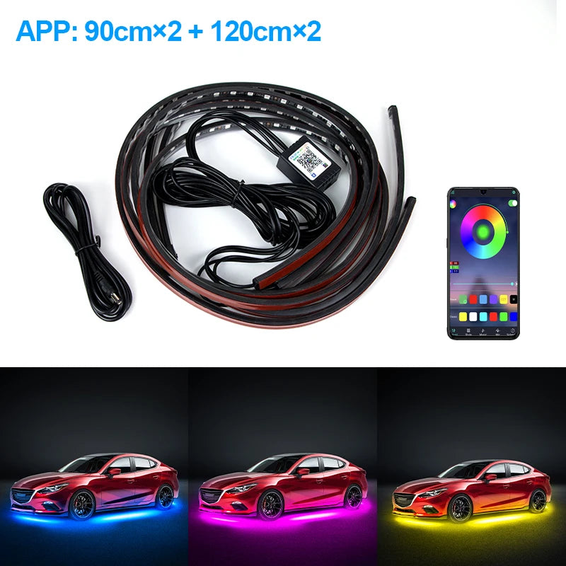 BLALION Flexible Car Underglow LED Light Strip 12V with App Control