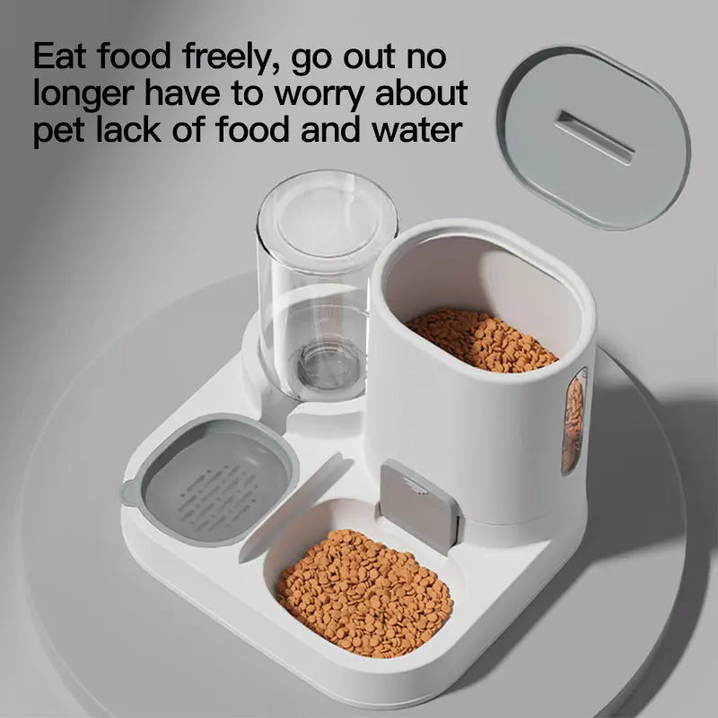 Automatic Gravity-Fed Cat Water Dispenser & Feeder - Spill-Proof