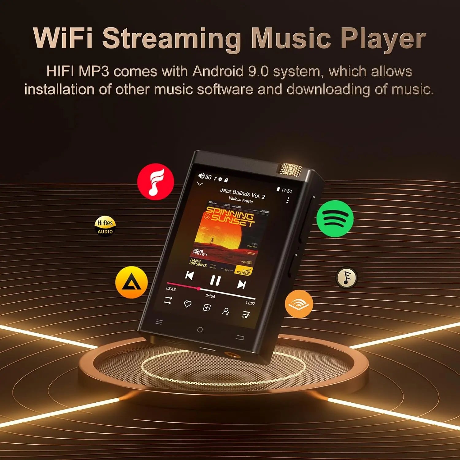 Vabena Hi-Fi MP3 Player - Oilsky Lossless DSD Audio, Bluetooth, WiFi, up to 1TB