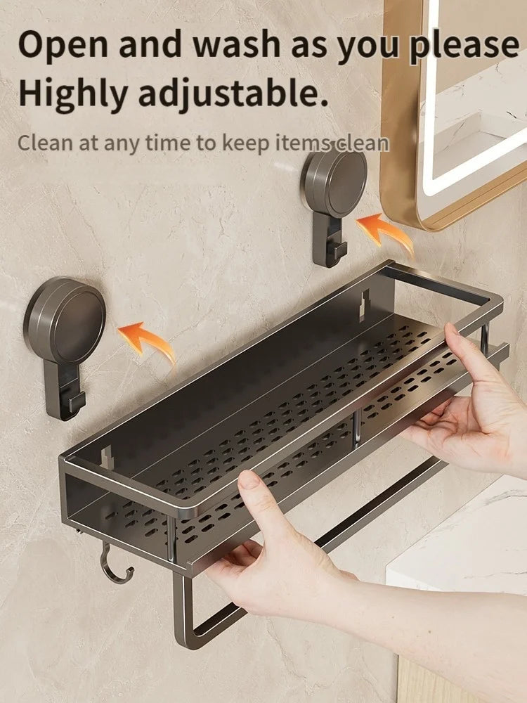 Wall Mounted No-Drill Bathroom Storage & Towel Rack | Versatile Organizer