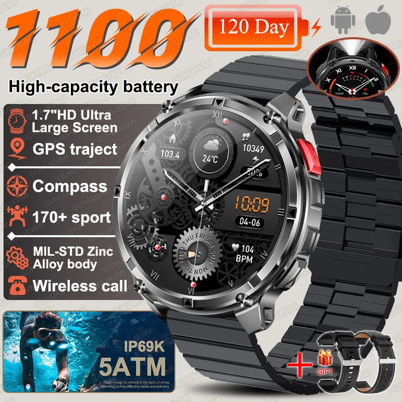 T-Rex3 Pro Smartwatch | 1100mAh Battery, GPS, 5ATM Waterproof, Military-Grade