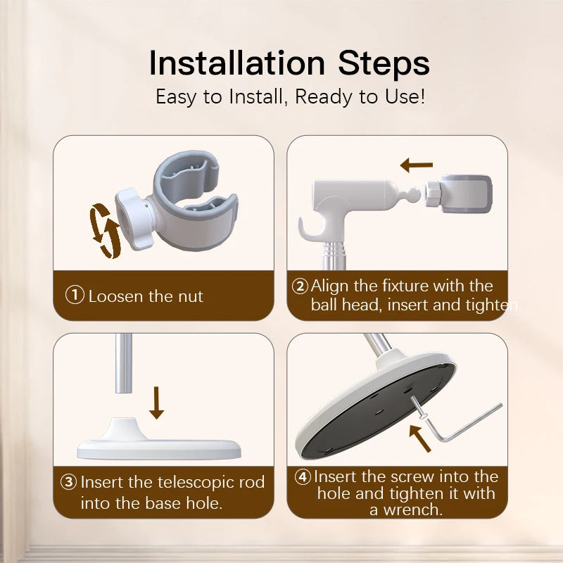 Floor-Standing Hair Dryer Stand - Adjustable, Hands-Free Convenience for Bathrooms