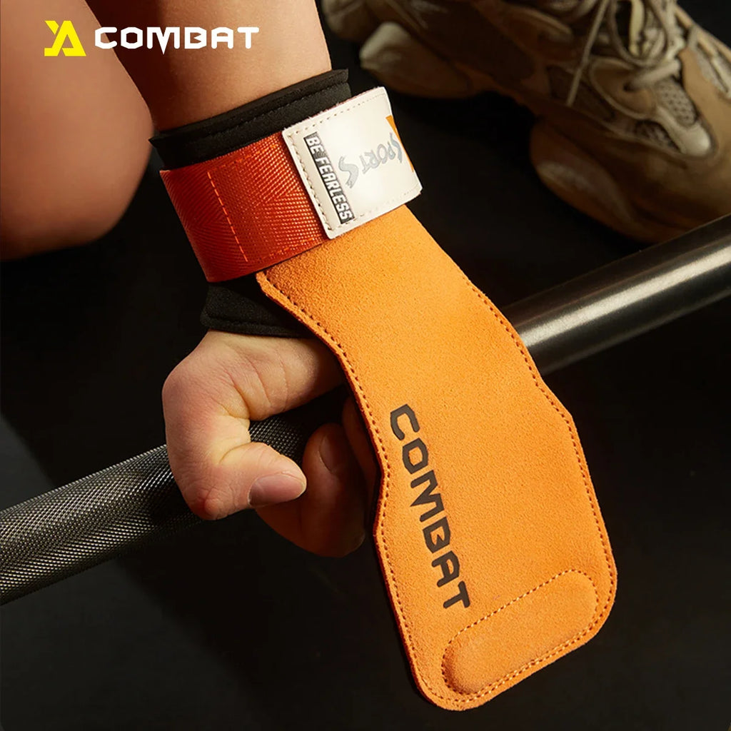 Professional Cowhide Gym Grips - Anti-Skid Weightlifting Pads