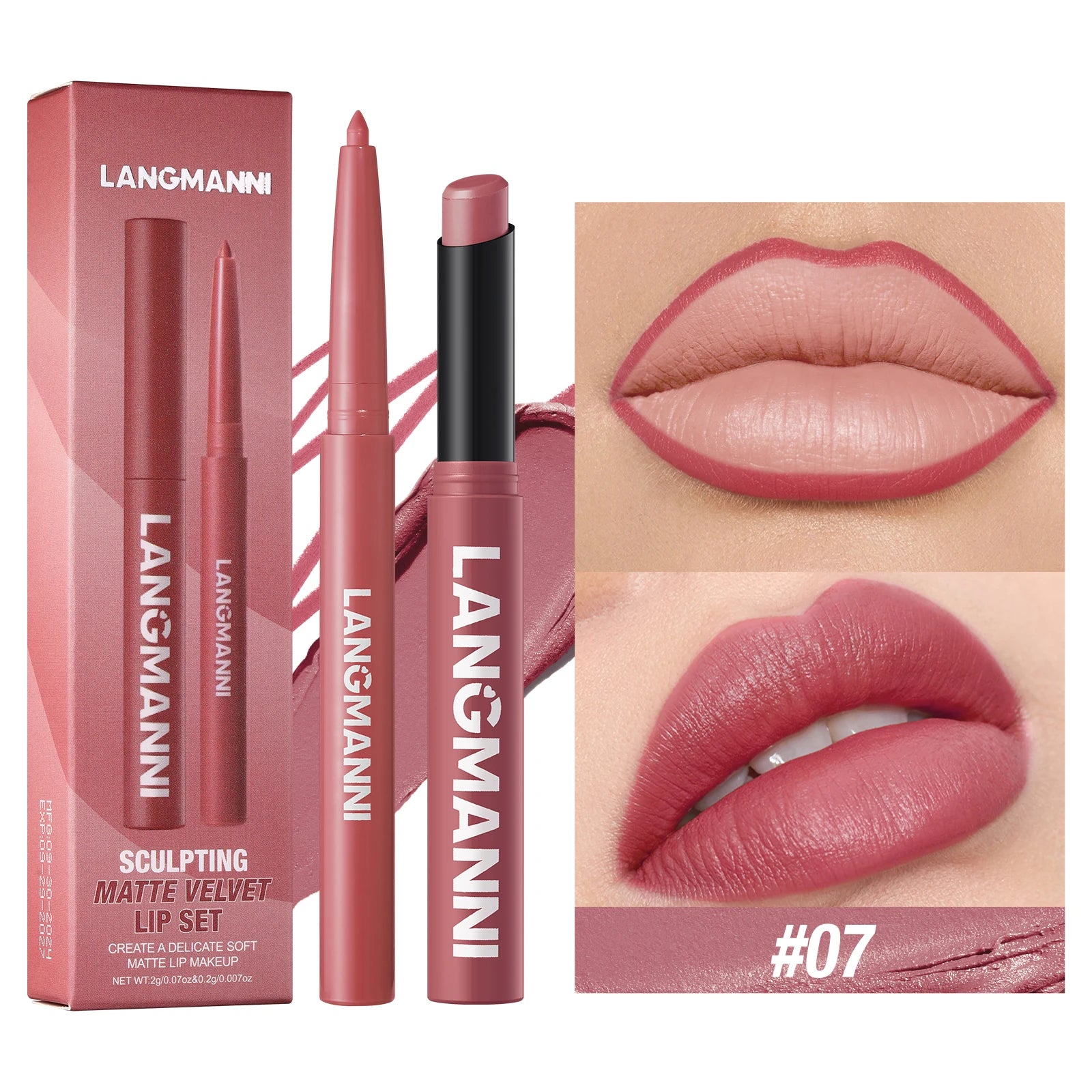 Vabena Waterproof 2-in-1 Lip Liner & Lipstick Set - No Smudge, No Fade