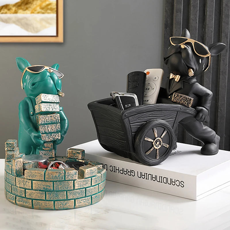 Vabena Dog Statue Storage Box - Resin Animal Figurine Home Decor