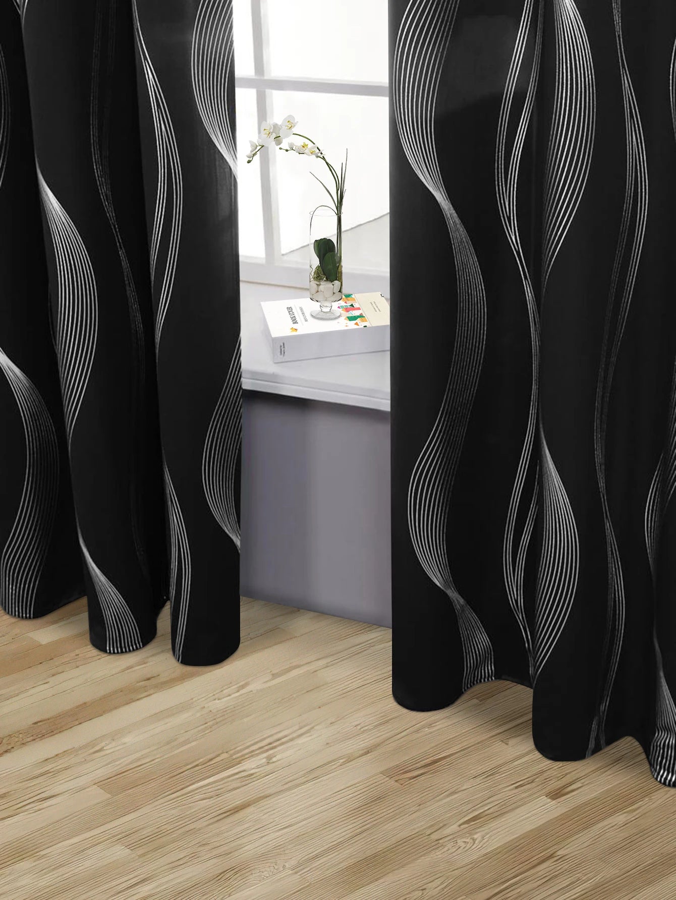 High Precision Silver Embossed Wave Blackout Curtain - Light & Heat Control