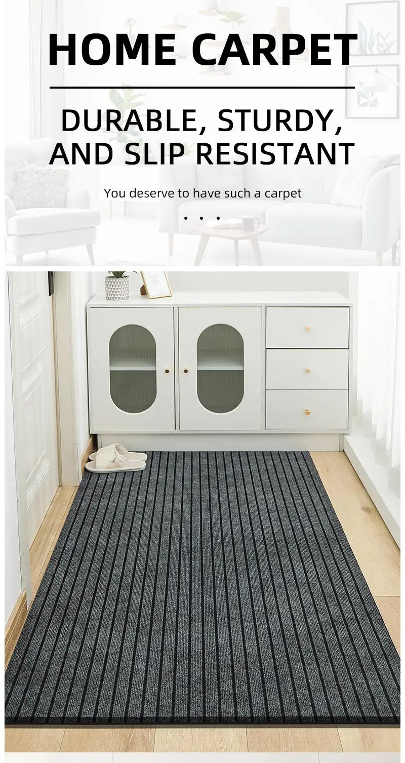 Large Striped Rubber Anti-Slip Corridor & Outdoor Carpet | Washable Area Rug