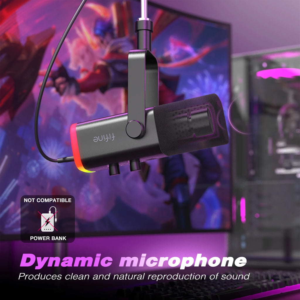 FIFINE AM8 USB/XLR Dynamic Gaming Microphone with Mute & Headphone Jack