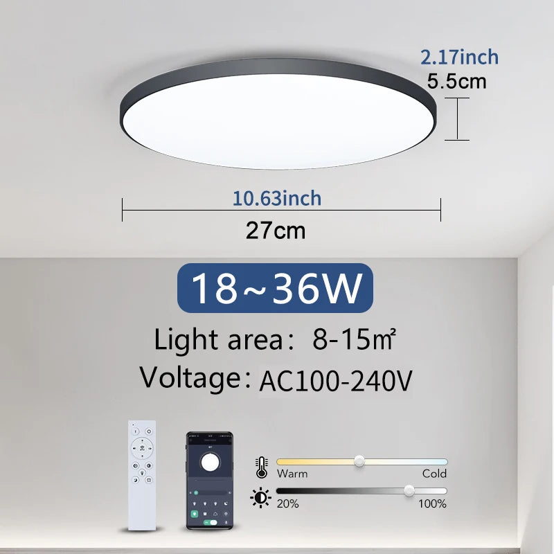 MARPOU Large LED Ceiling Lamp - Modern Bright Illumination for Bedroom