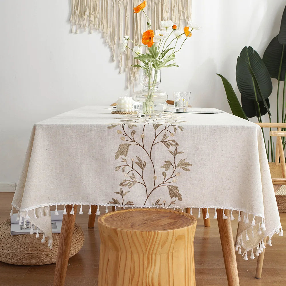 Korean Small Daisy Cotton Floral Tablecloth | Dining & Tea Table Cover
