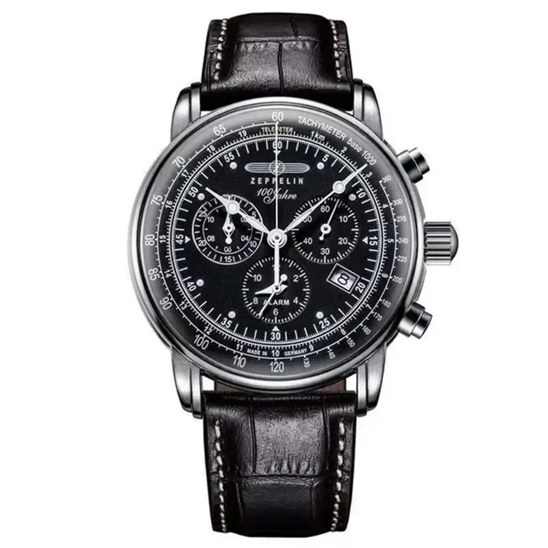 Zeppelin Airship Automatic Date Watch - Men's Luxury Leather Waterproof