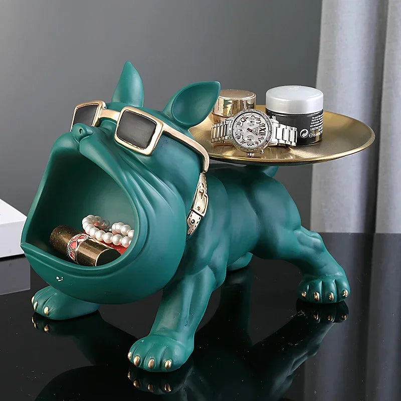 Chic Bulldog Figurine & Key Holder - Modern Home Entryway Decor