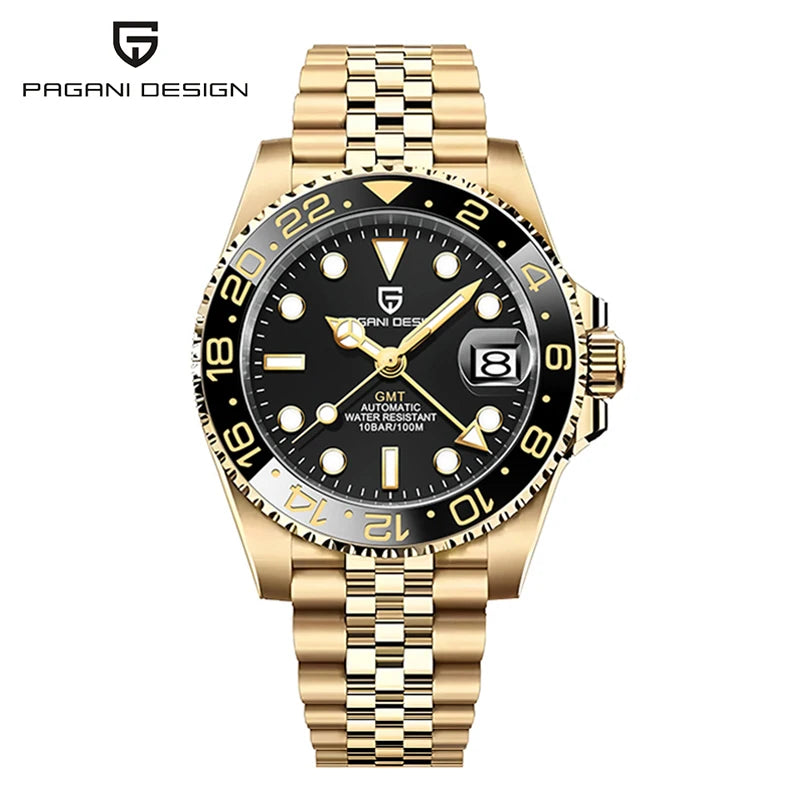 PAGANI DESIGN PD-1662 Luxury GMT Mechanical Watch - Sapphire, Steel, 100M Waterproof