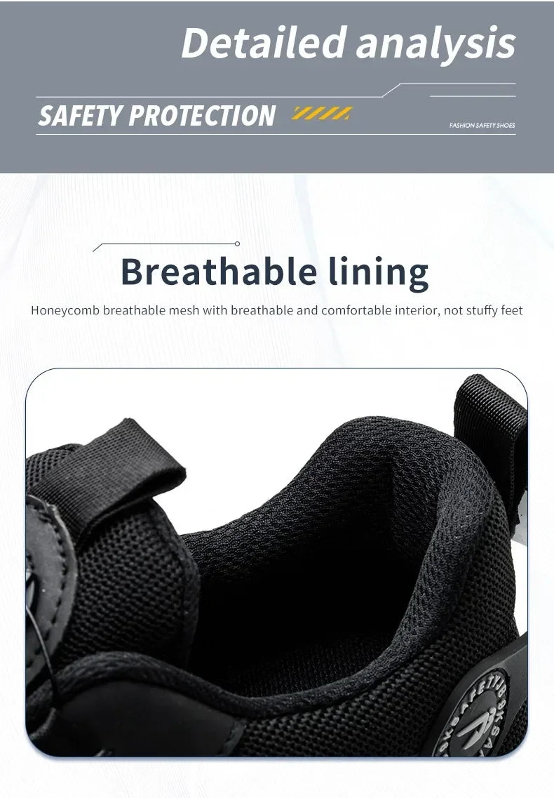 Vabena Lace-Free Steel Toe Safety Sneakers for Ultimate Work Comfort