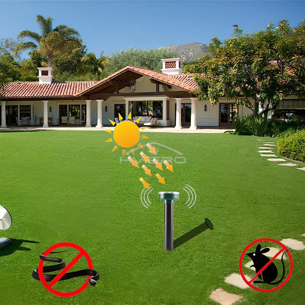 Solar Ultrasonic Rodent Pest Repeller Outdoor Garden Yard Mole Mouse Deterrent