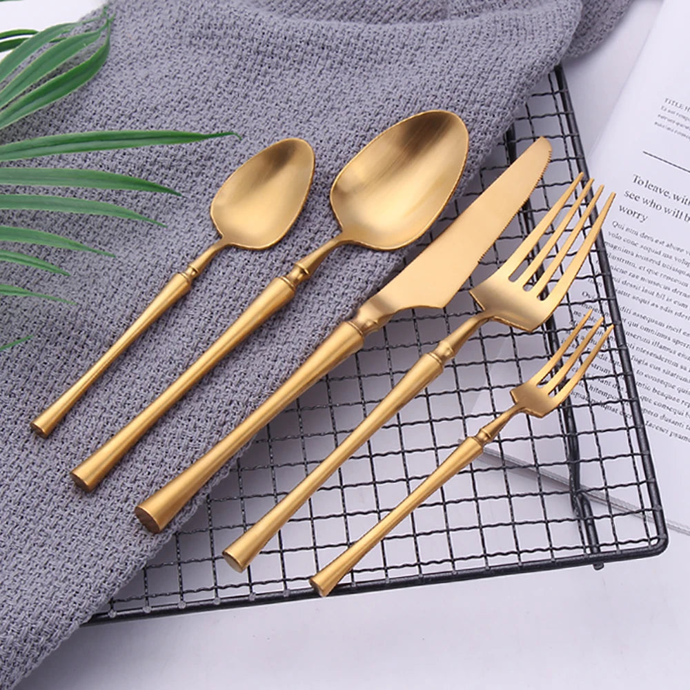 Luxury Gold Cutlery Set - Stainless Steel Dinnerware Flatware (10-30 Pcs)