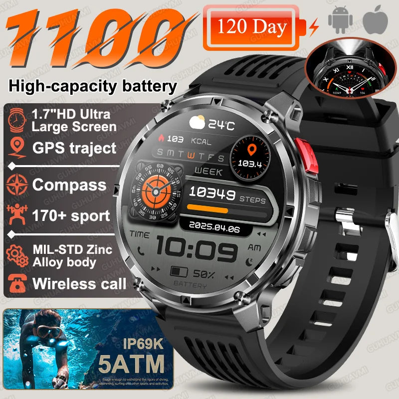 T-Rex3 Pro Smartwatch | 1100mAh Battery, GPS, 5ATM Waterproof, Military-Grade