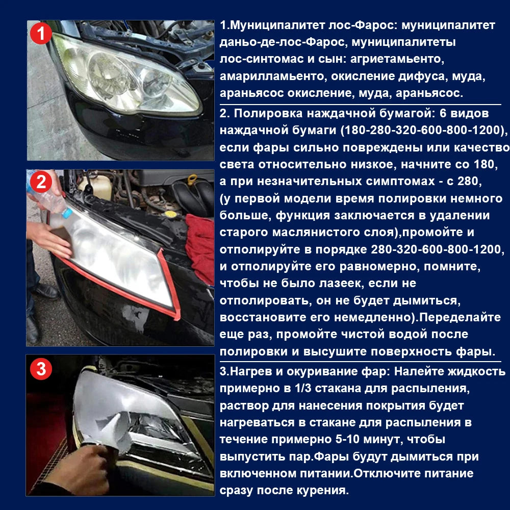 Car Headlight Restoration Kit - Repair & Polish Anti-Scratch