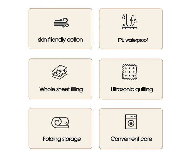 Waterproof Quilted Mattress Topper with Elastic Band - Bed Protector for Single/Double Beds (140/160)