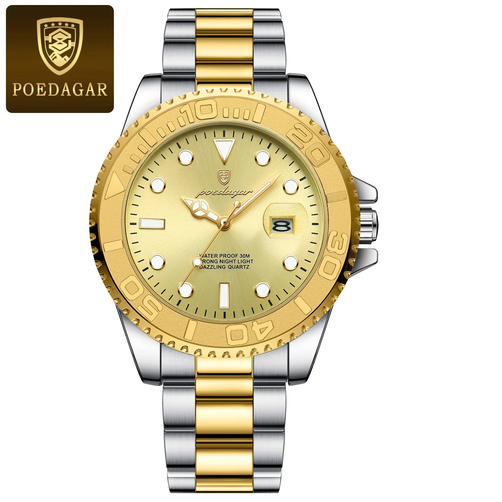 POEDAGAR Luxury Men's Quartz Watch - Waterproof & Luminous Date