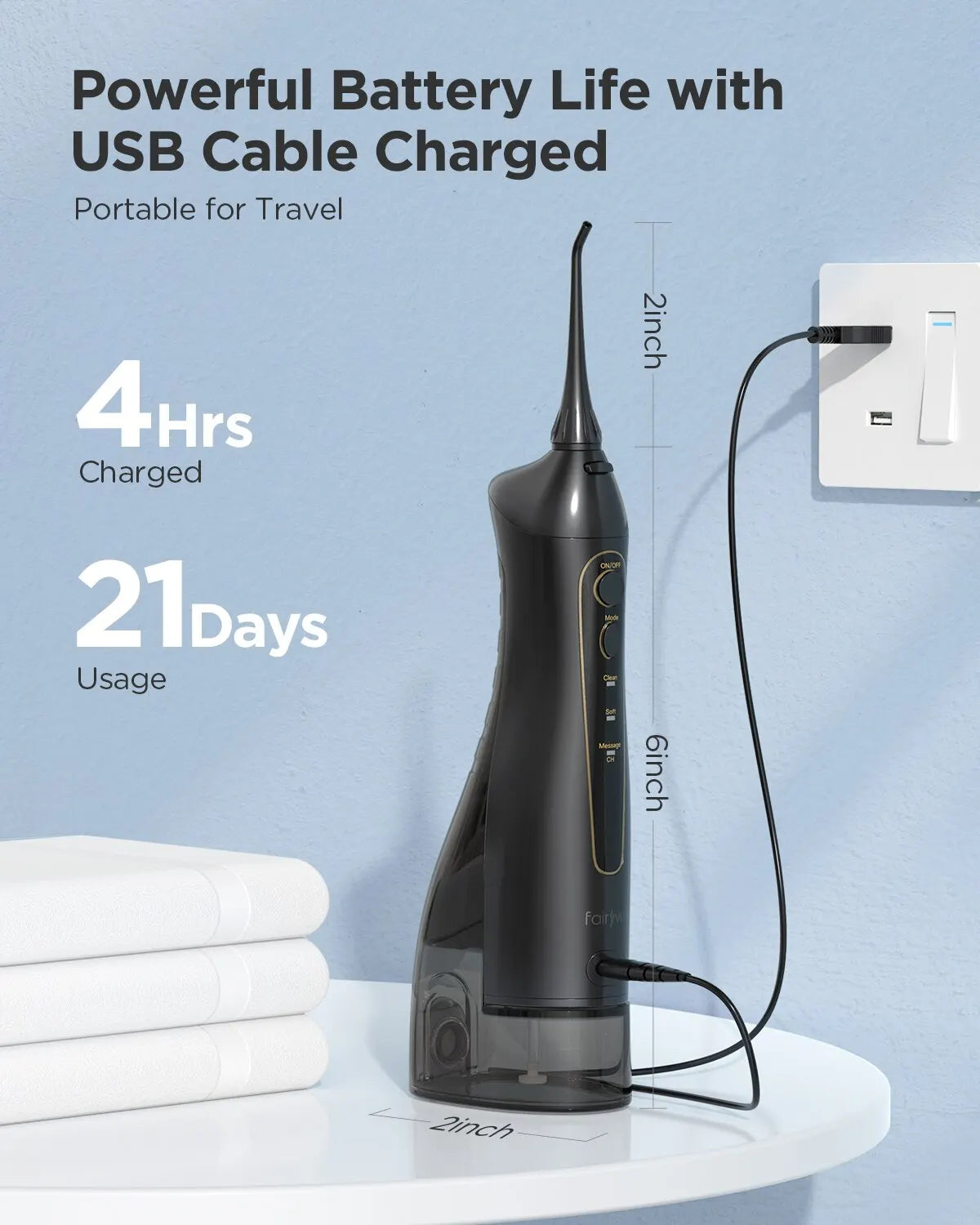 Fairywill Water Flosser - Rechargeable Portable Oral Irrigator