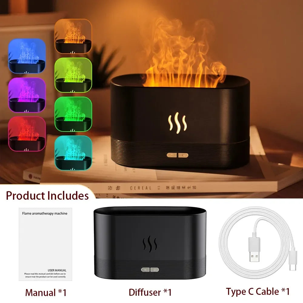 7-Color Flame Volcano Diffuser & Humidifier | Crystal Salt Lamp Fire Effect