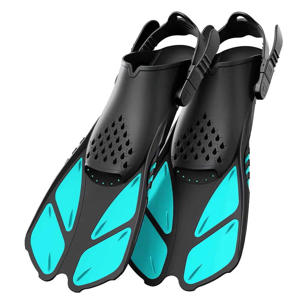 Snorkel Fins Adjustable Open Heel Travel Size Silicone Flippers