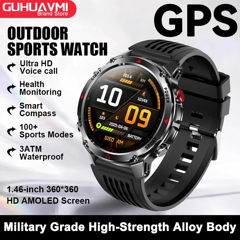 Vabena 2025 GPS Map Smartwatch | Navigation & Fitness for Men & Women