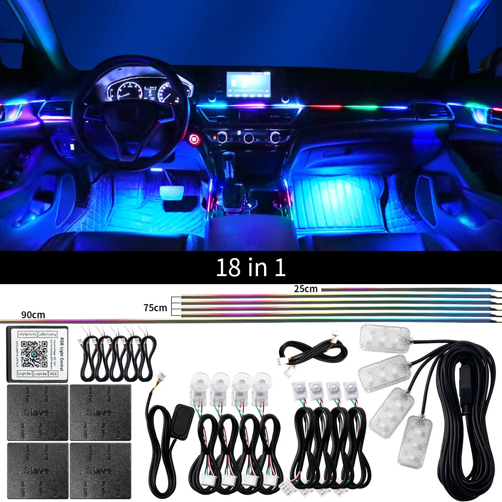 18-in-1 Dual Zone Symphony RGB Car Interior Ambient Light Kit