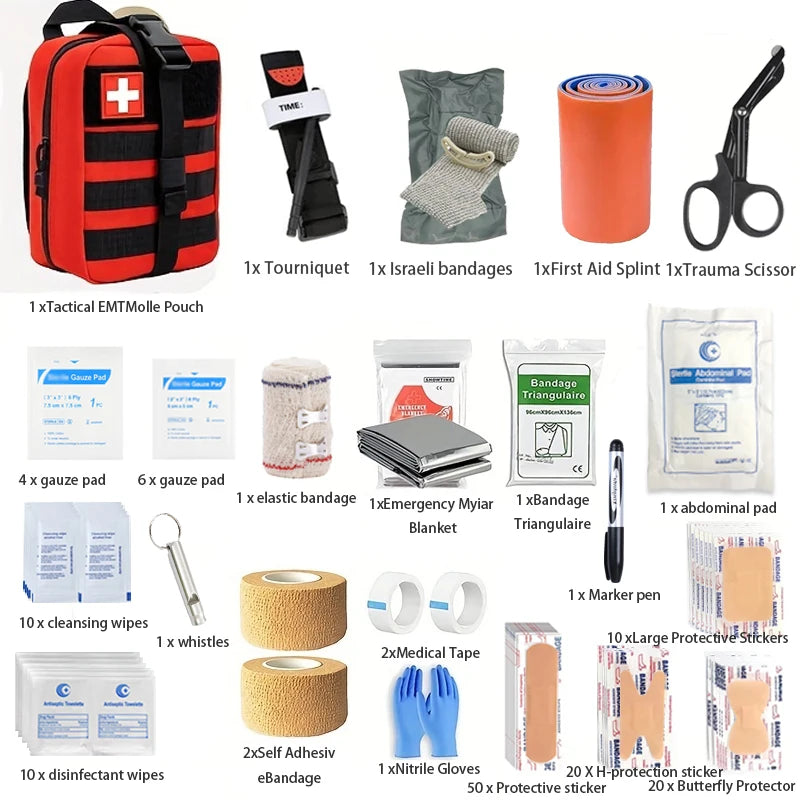 131-Piece Military First Aid Trauma Kit with Tourniquet | Emergency Survival Gear