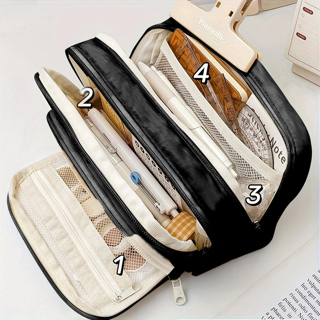 Cute Multi-Layer Pencil Case Pouch - Large Capacity Stationery Bag