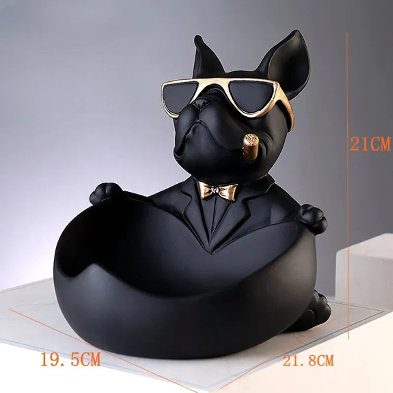 Cool Dog Figurine Storage Box - Resin Art Home Decor Gift
