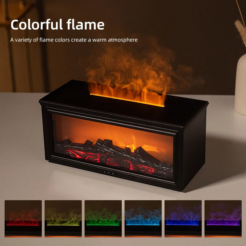 7-Color Mini Flame Diffuser & Humidifier | Essential Oil Fireplace Effect