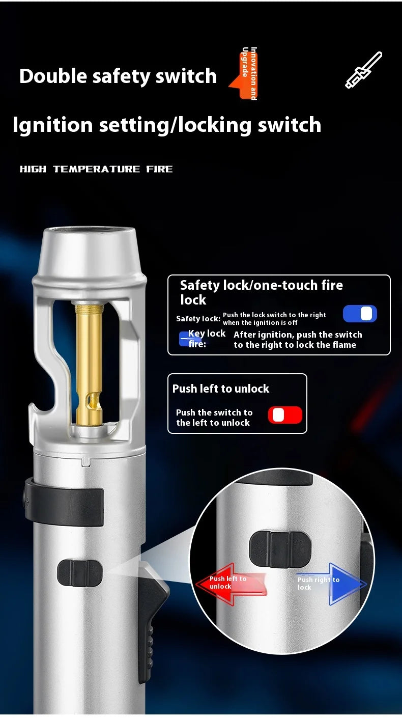 Powerful Metal Gas Lighter - Windproof Torch for Kitchen, BBQ & Cigars