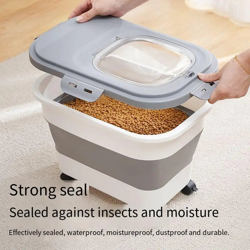 Airtight Collapsible Pet Food Storage Container - 13/33LB Dry Dog Cat Food Box