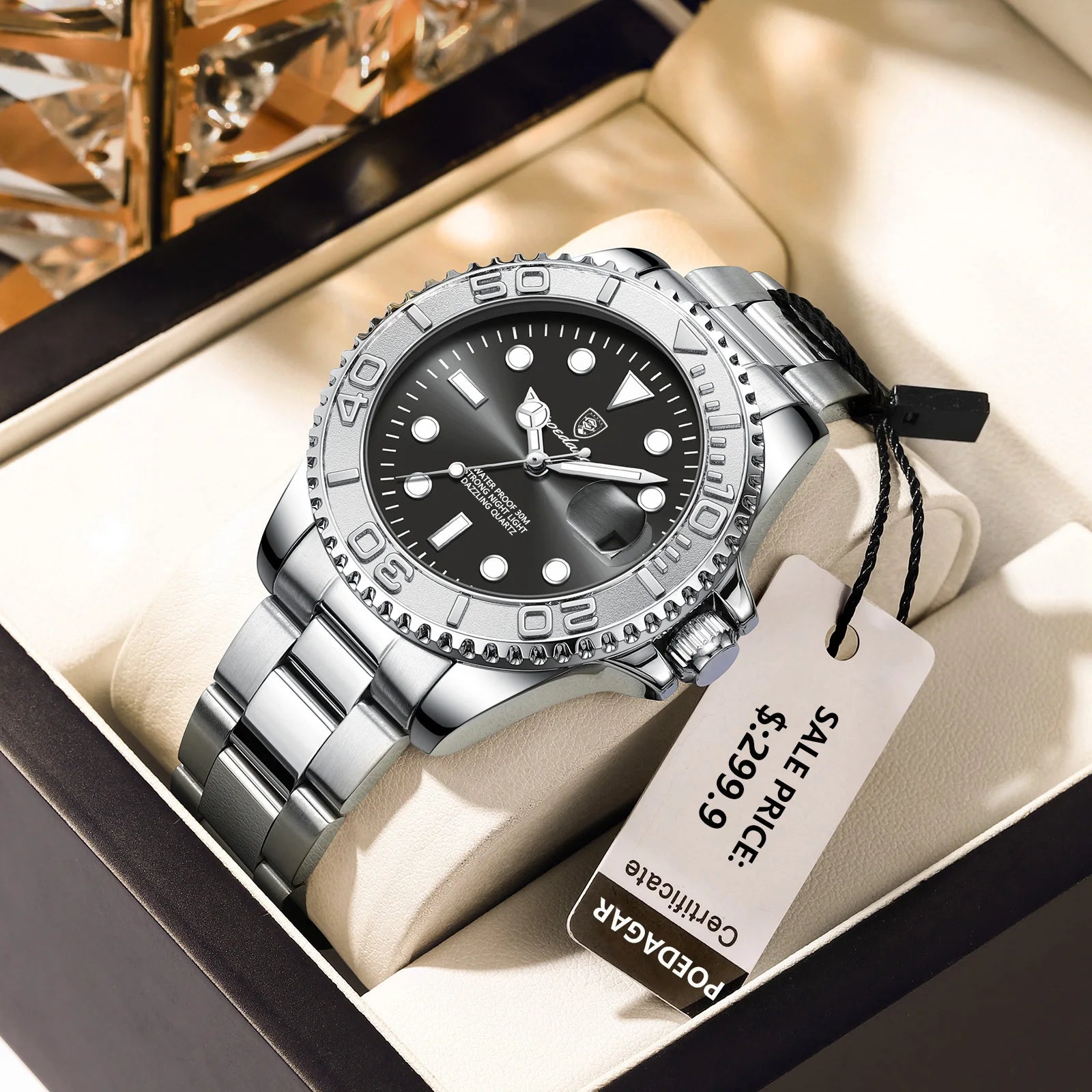 POEDAGAR Luxury Men's Quartz Watch - Waterproof & Luminous Date