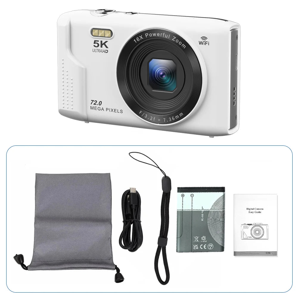 Ourlife 5K 72MP Compact Camera for Vintage Photography & Vlogging