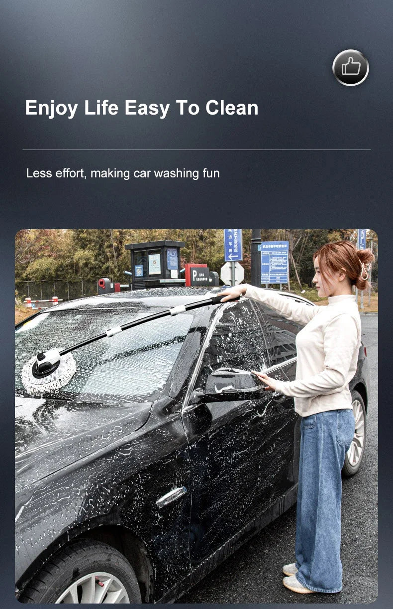 Car Wash Brush with Telescoping Handle & Chenille Mop for Auto & Window Cleaning